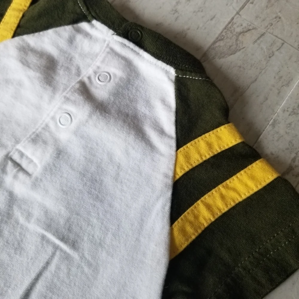 Born to Explore Carter's 3 mo olive green and yellow short/shirt set
